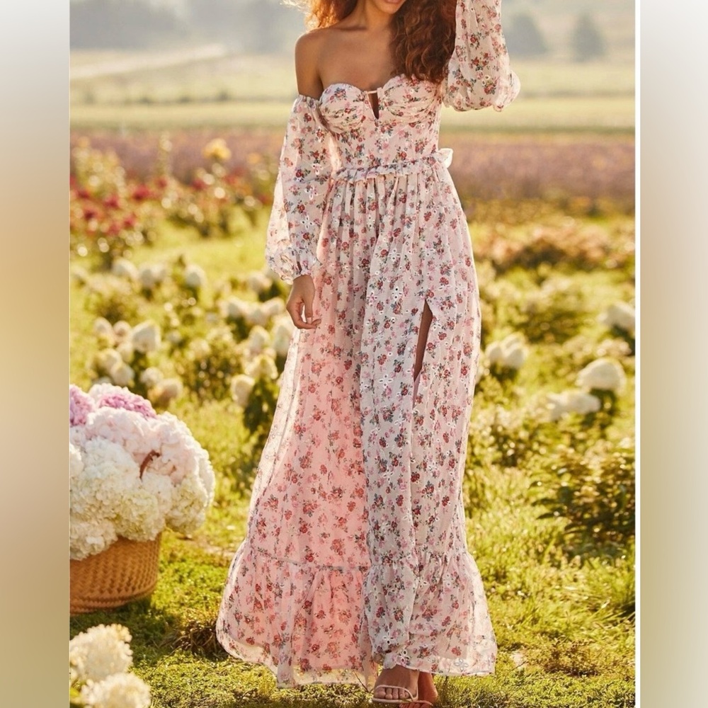 ALAMOUR The Label Evalyn Floral Maxi Dress Pink Fairycore Formal XL - Picture 12 of 12